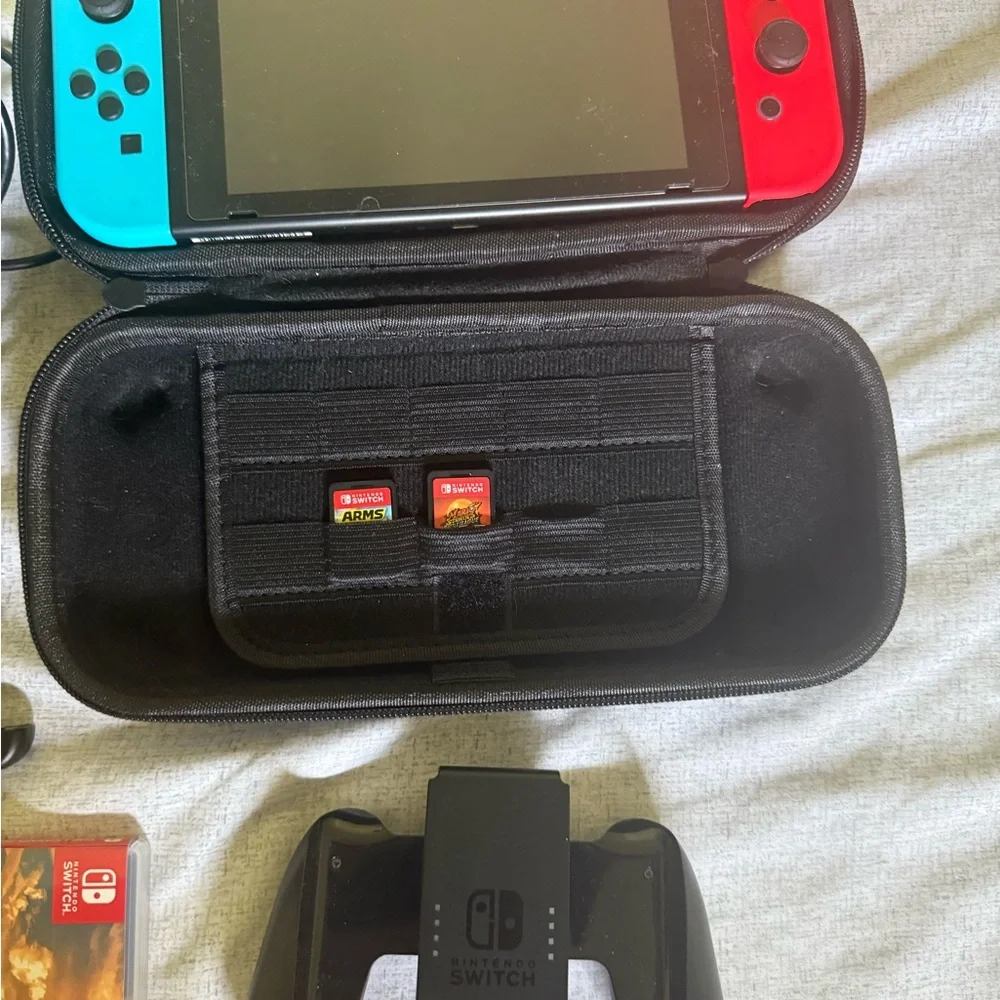 Nintendo Switch with Vibrant Red and Blue Joy-Con